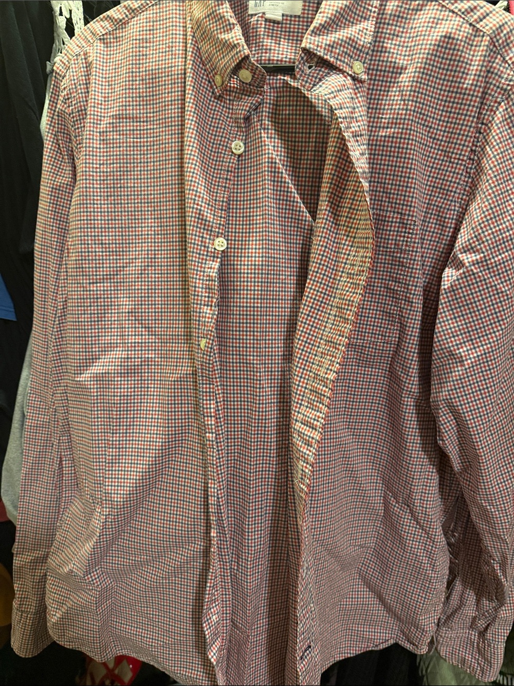GAP Red and Blue Gingham Button-Down Shirt